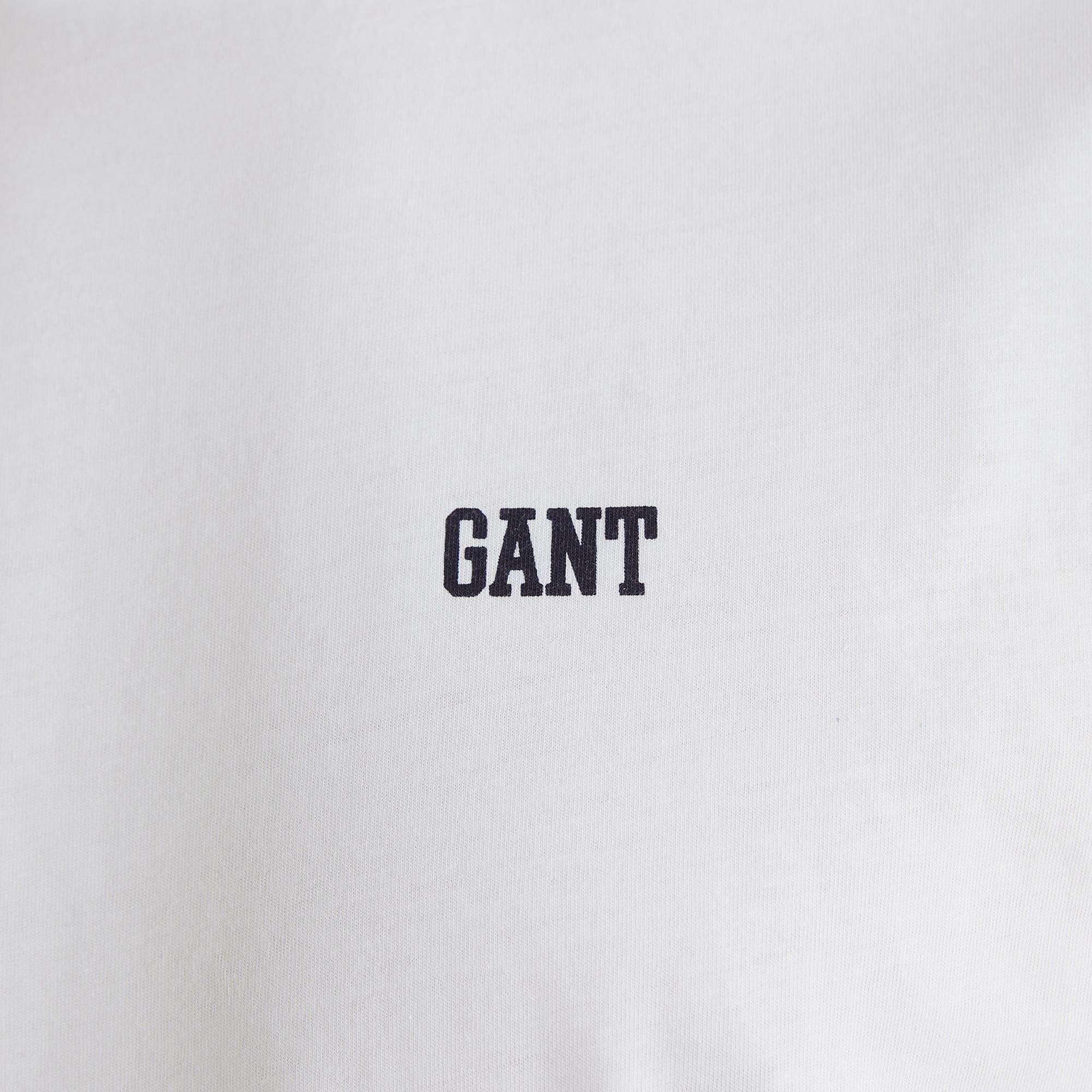 GANT Erkek Beyaz Regular Fit Bisiklet Yaka Renk Bloklu T-shirt
