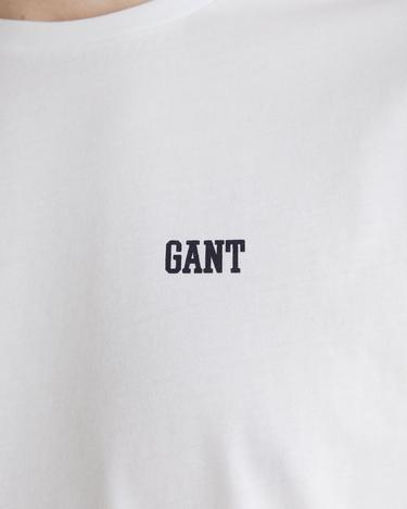  GANT Erkek Beyaz Regular Fit Bisiklet Yaka Renk Bloklu T-shirt
