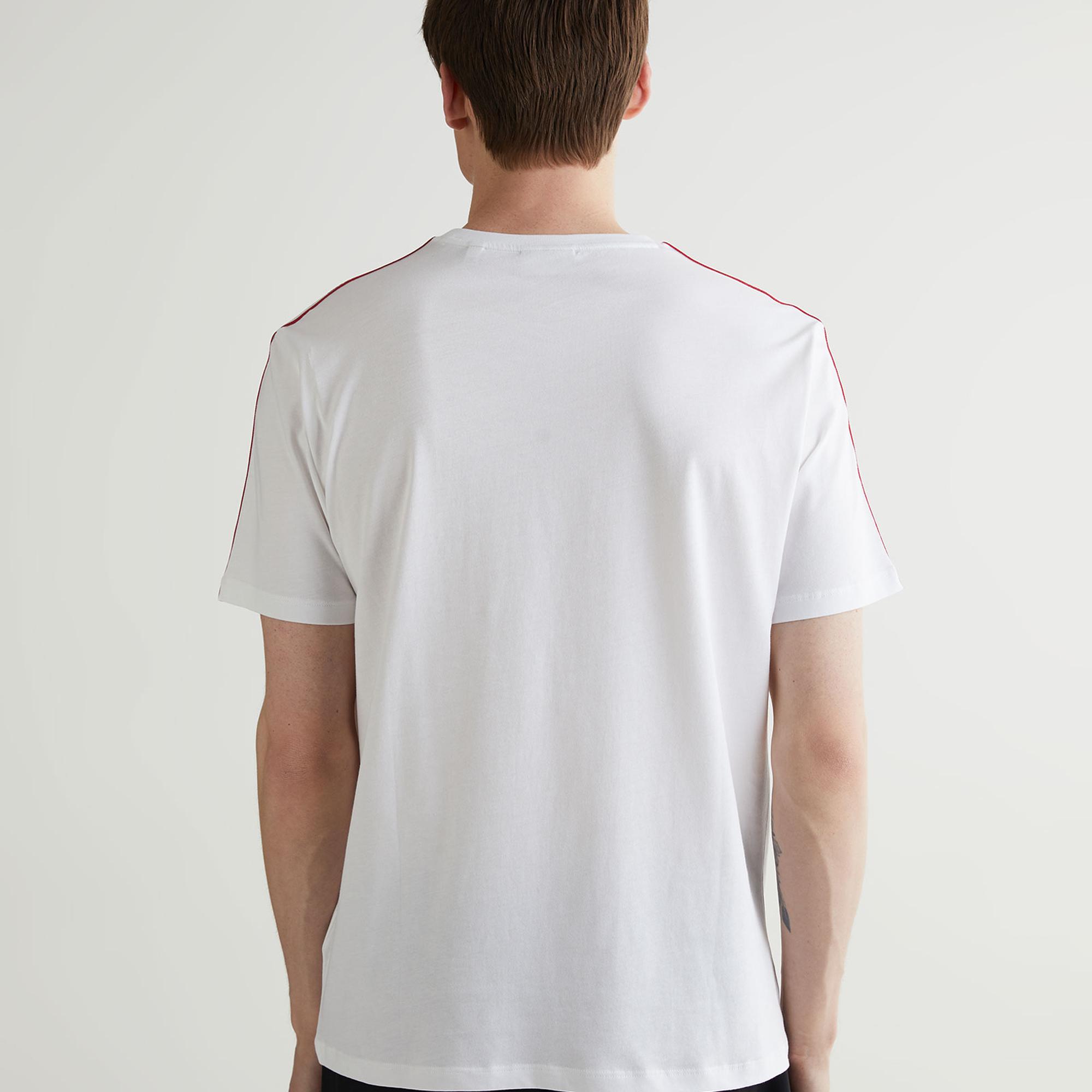 GANT Erkek Beyaz Regular Fit Bisiklet Yaka Renk Bloklu T-shirt