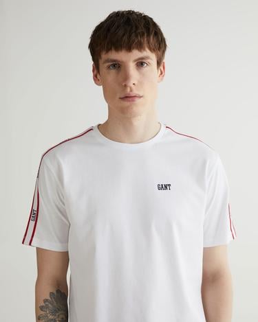  GANT Erkek Beyaz Regular Fit Bisiklet Yaka Renk Bloklu T-shirt