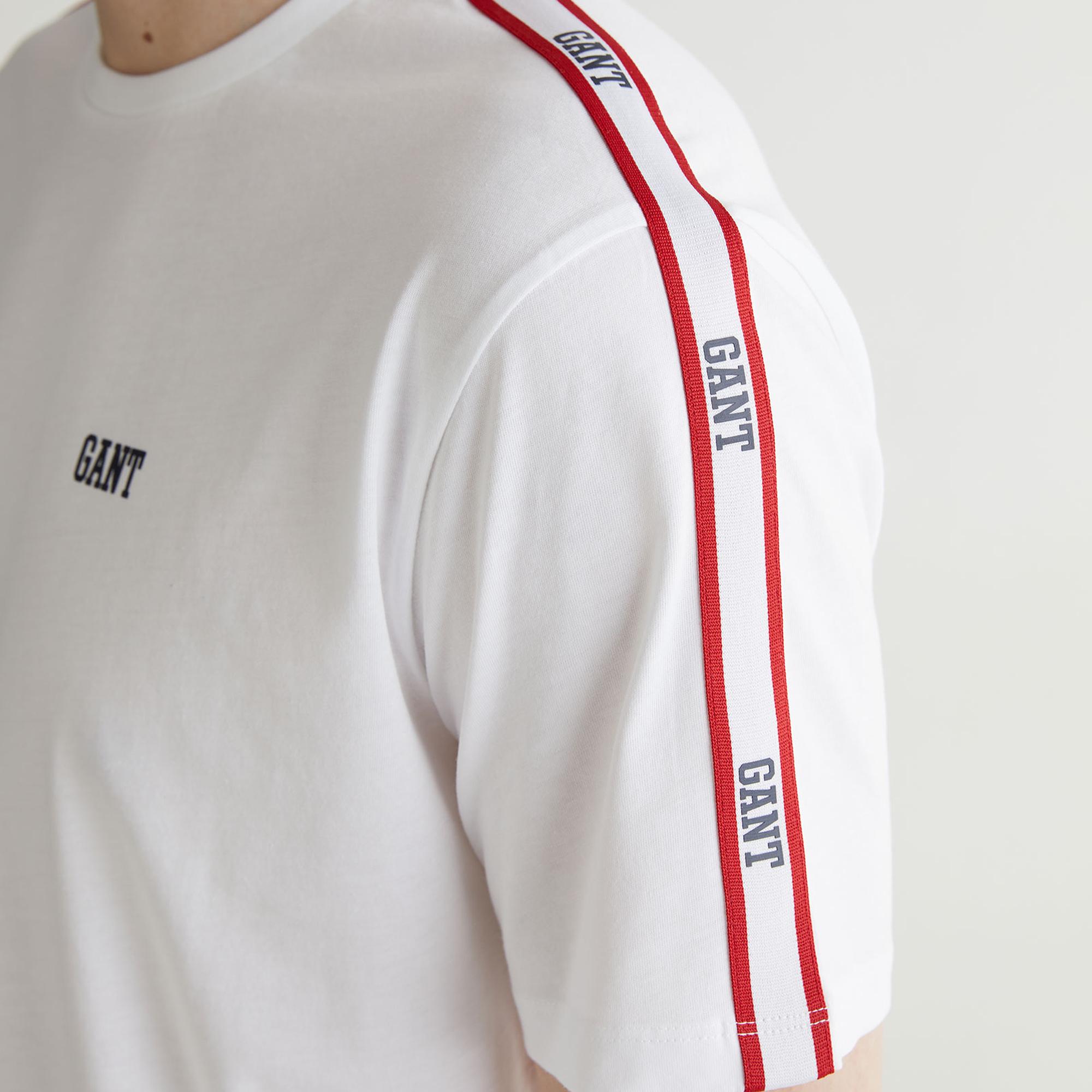 GANT Erkek Beyaz Regular Fit Bisiklet Yaka Renk Bloklu T-shirt