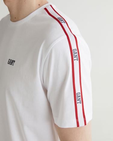  GANT Erkek Beyaz Regular Fit Bisiklet Yaka Renk Bloklu T-shirt