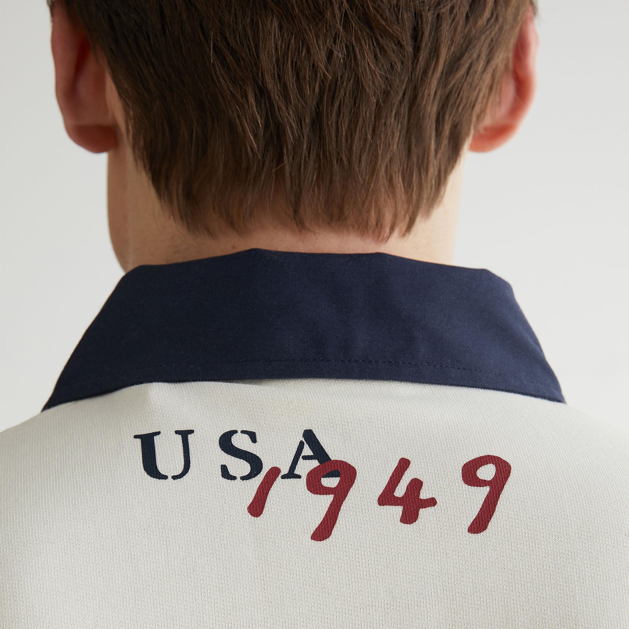 Erkek Krem Oversize Fit Renk Bloklu Logolu Polo