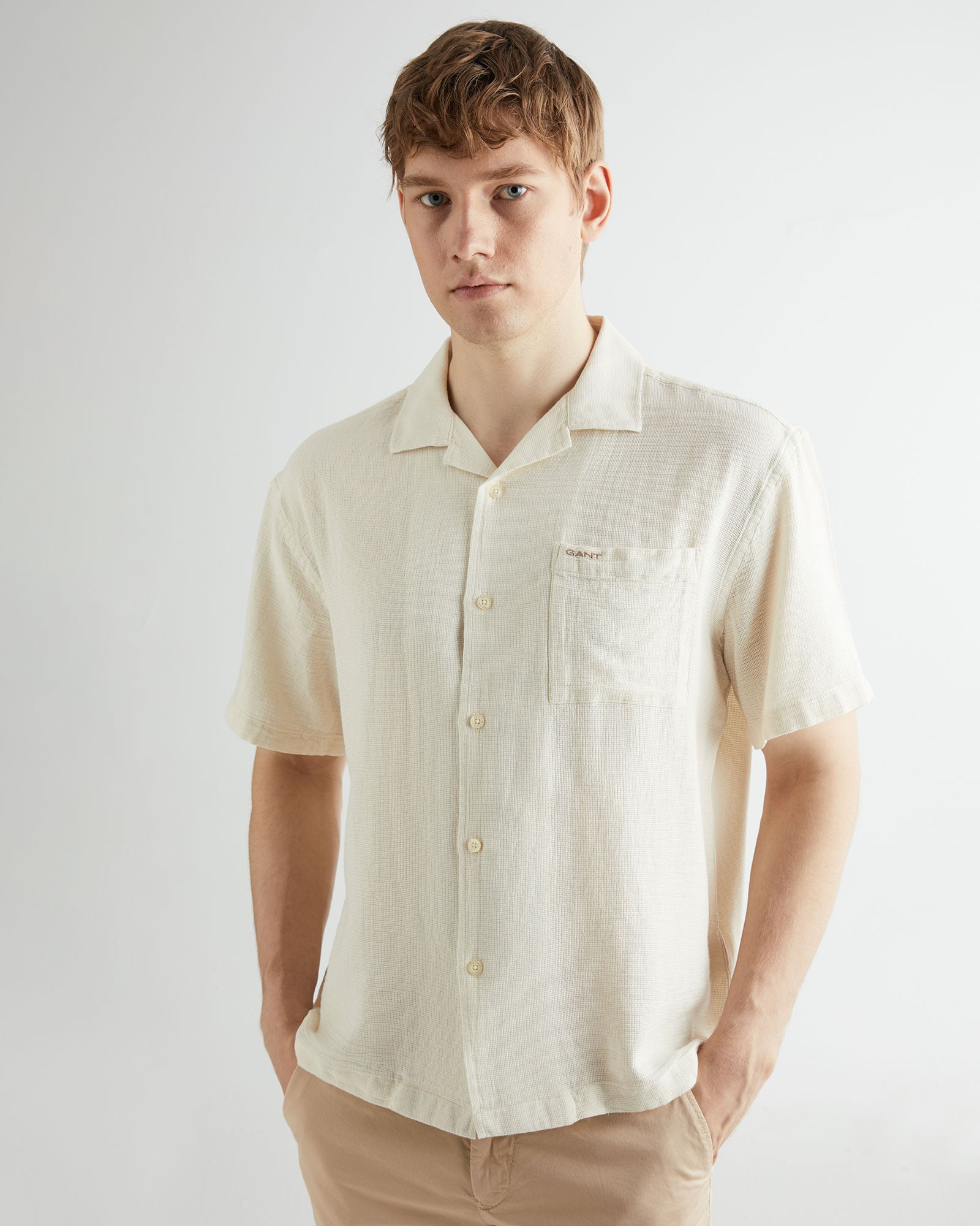  GANT Erkek Bej Regular Fit Klasik Yaka Gömlek