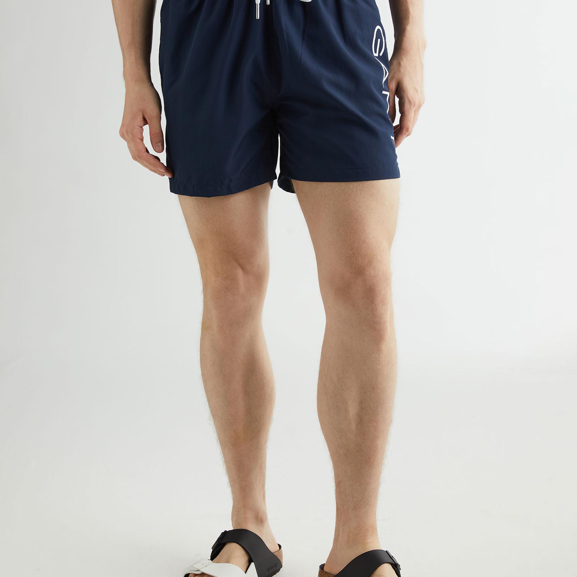 GANT Erkek Lacivert Regular Fit Logolu Mayo Şort