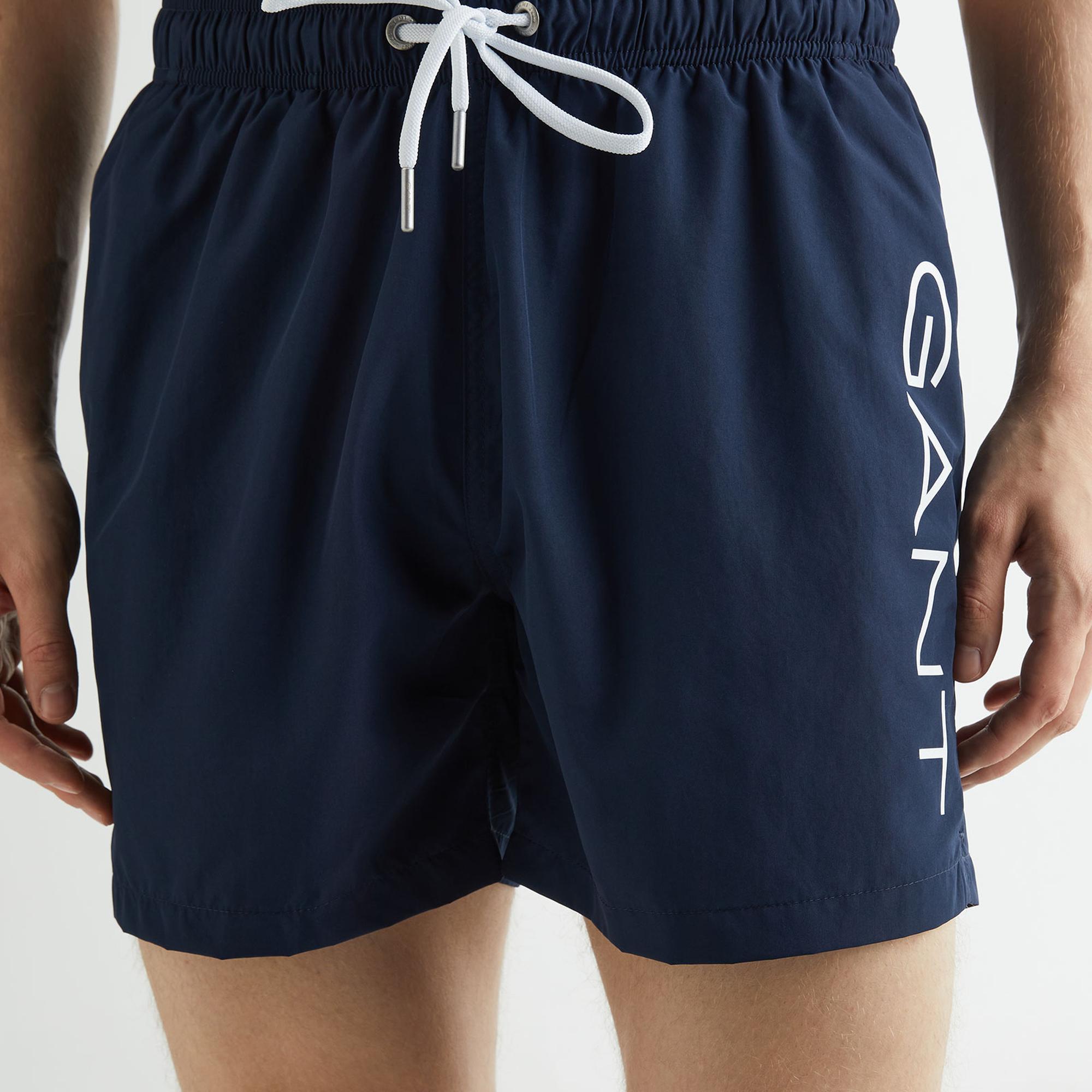 GANT Erkek Lacivert Regular Fit Logolu Mayo Şort