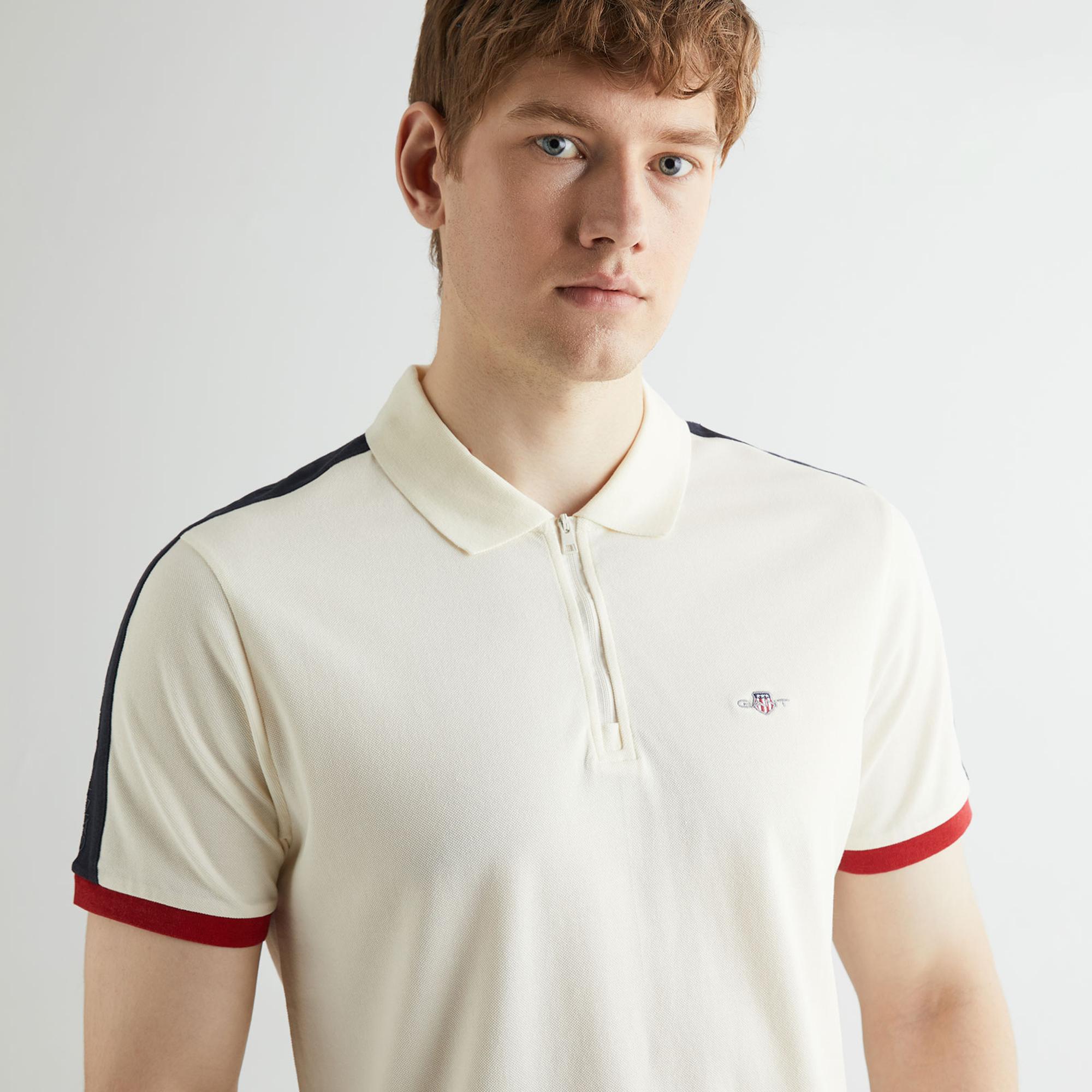 GANT Erkek Krem Regular Fit Renk Bloklu Polo