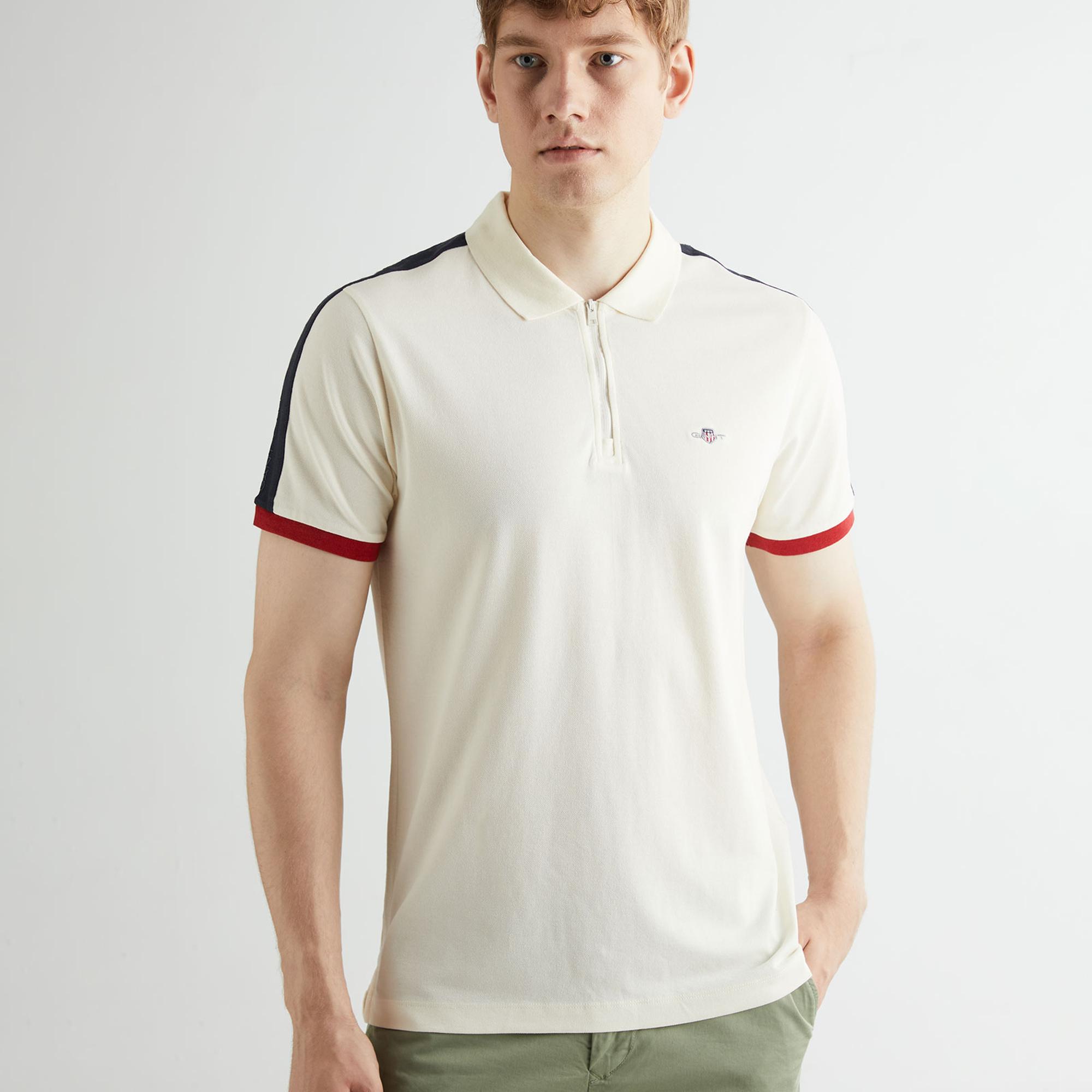 GANT Erkek Krem Regular Fit Renk Bloklu Polo