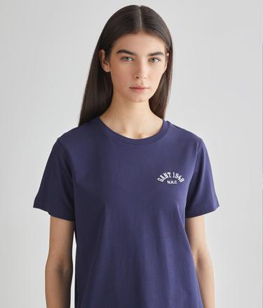  GANT Kadın Lacivert Relaxed Fit Bisiklet Yaka Logolu T-shirt