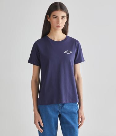  GANT Kadın Lacivert Relaxed Fit Bisiklet Yaka Logolu T-shirt