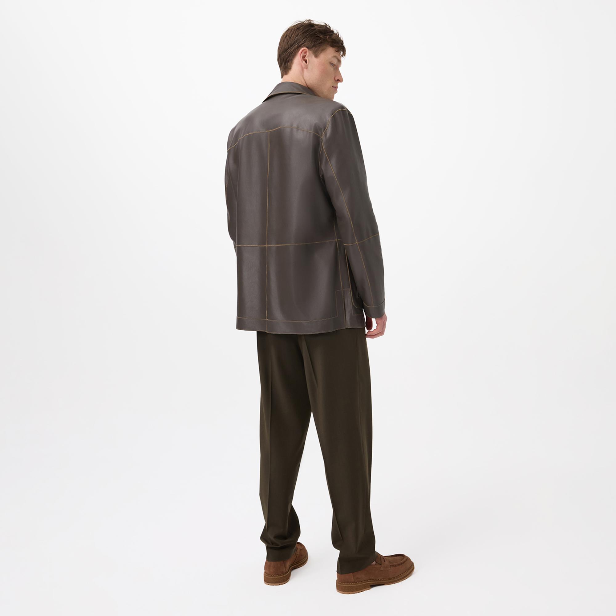 Anoki Haki Erkek Çift Taraflı Süet Deri Mont