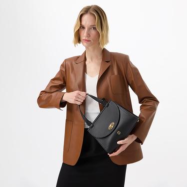  Angelea Kahve Kadın Blazer Deri Ceket