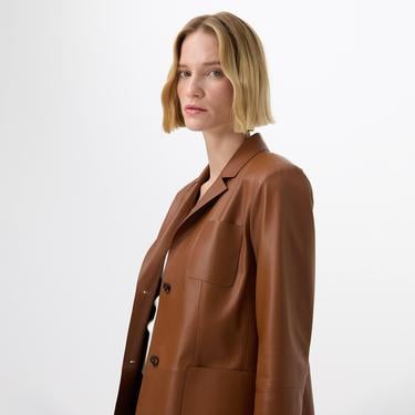  Angelea Kahve Kadın Blazer Deri Ceket