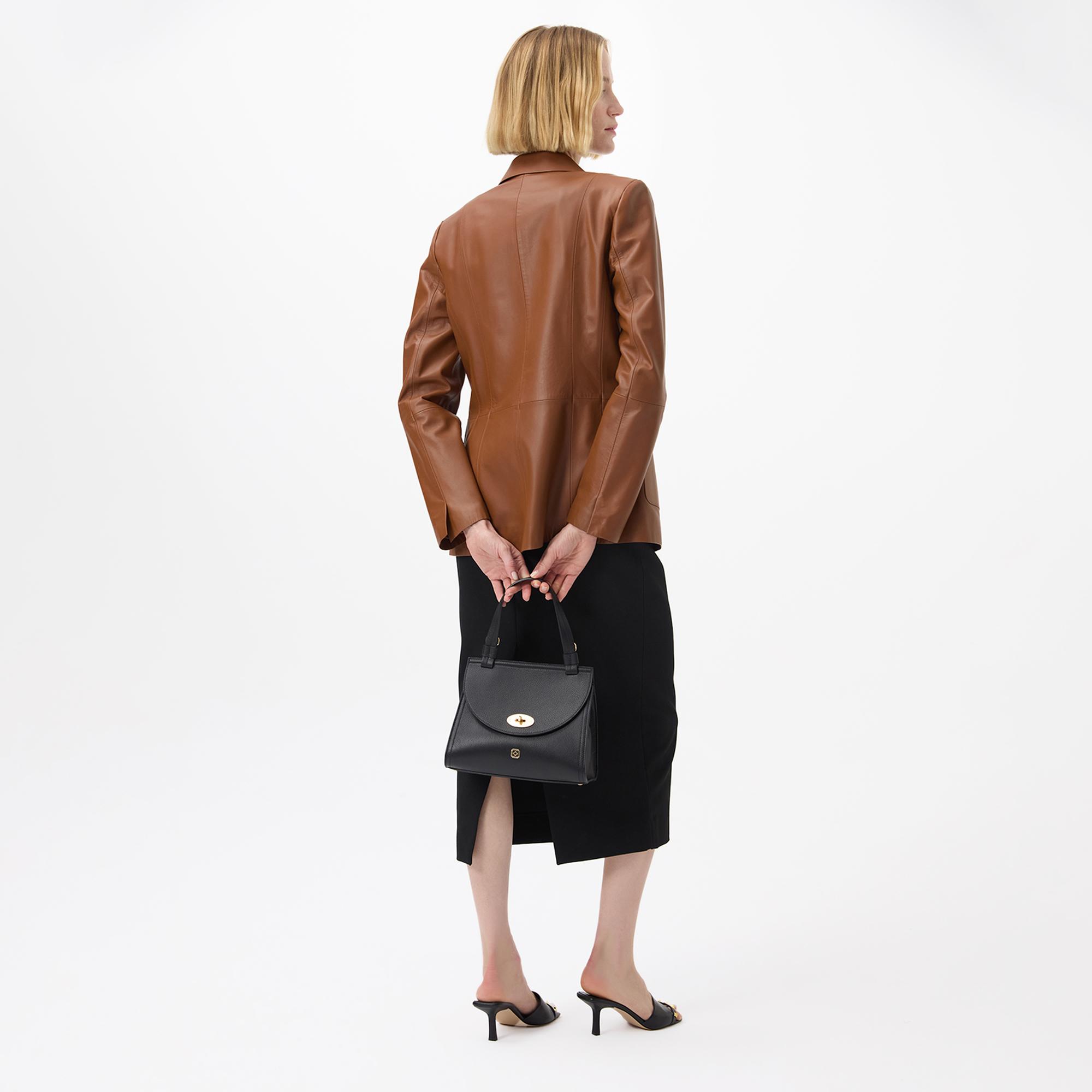 Angelea Kahve Kadın Blazer Deri Ceket