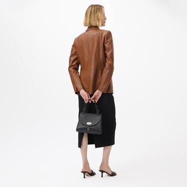  Angelea Kahve Kadın Blazer Deri Ceket