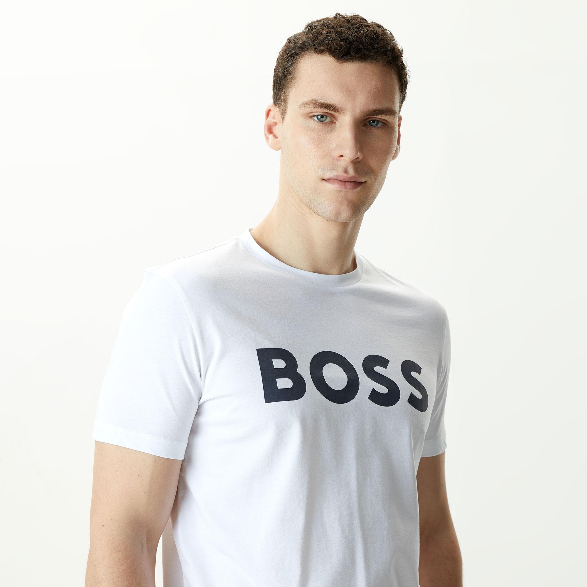 Boss Thinking Erkek Beyaz T-Shirt