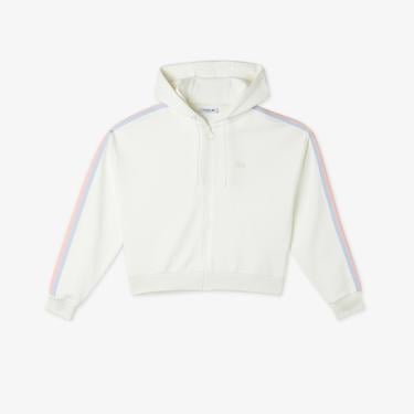  Kadın Relaxed Fit Kapüşonlu Beyaz Sweatshirt