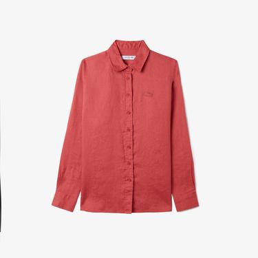  Kadın Keten Kırmızı Gömlek