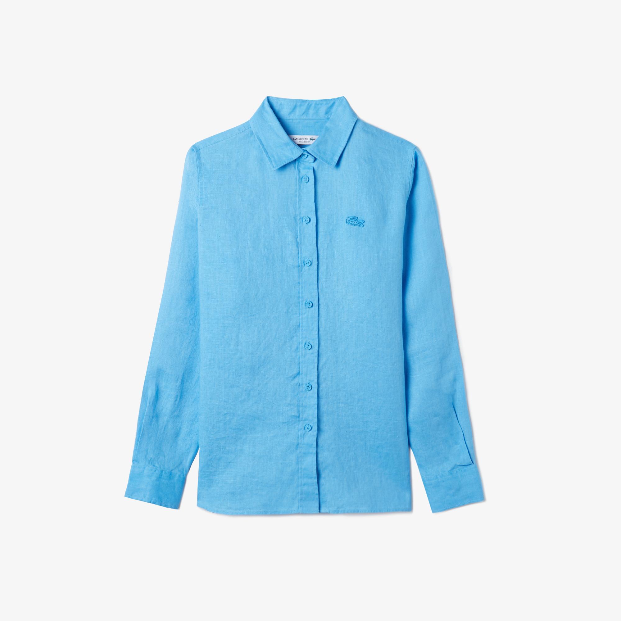 Lacoste Kadın Relaxed Fit Mavi Gömlek