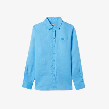  Lacoste Kadın Relaxed Fit Mavi Gömlek