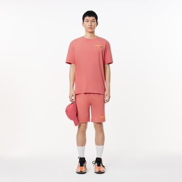  Erkek Classic Fit Bisiklet Yaka Baskılı Pembe T-Shirt