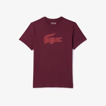  Erkek Regular Fit Bisiklet Yaka Baskılı Bordo T-Shirt