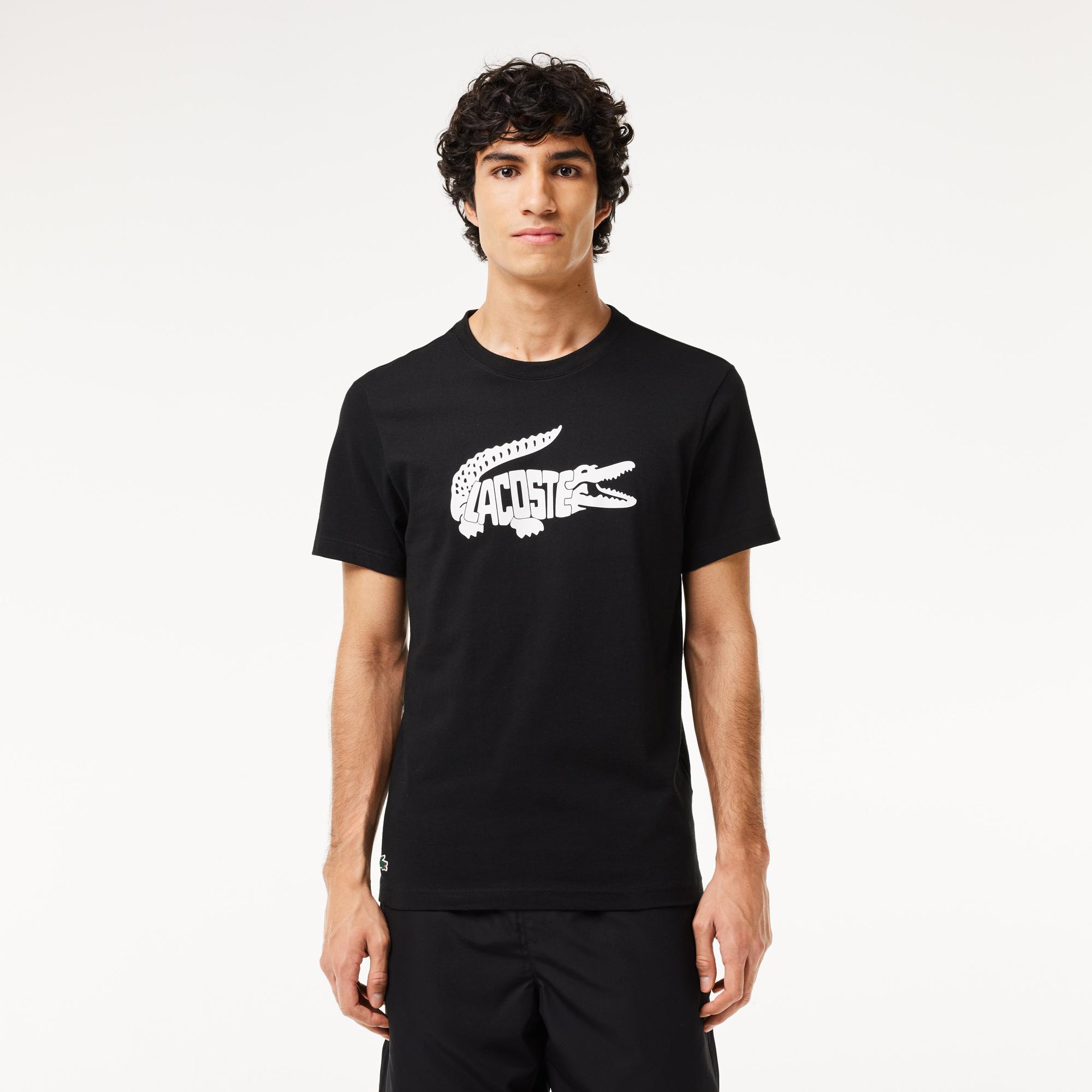 SPORT Erkek Regular Fit Bisiklet Yaka Baskılı Siyah T-Shirt
