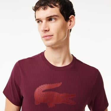  Erkek Regular Fit Bisiklet Yaka Baskılı Bordo T-Shirt