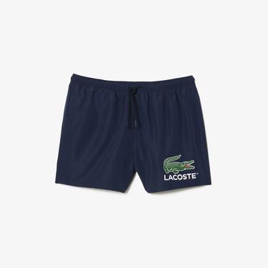  Lacoste Erkek Baskılı Lacivert Deniz Şortu