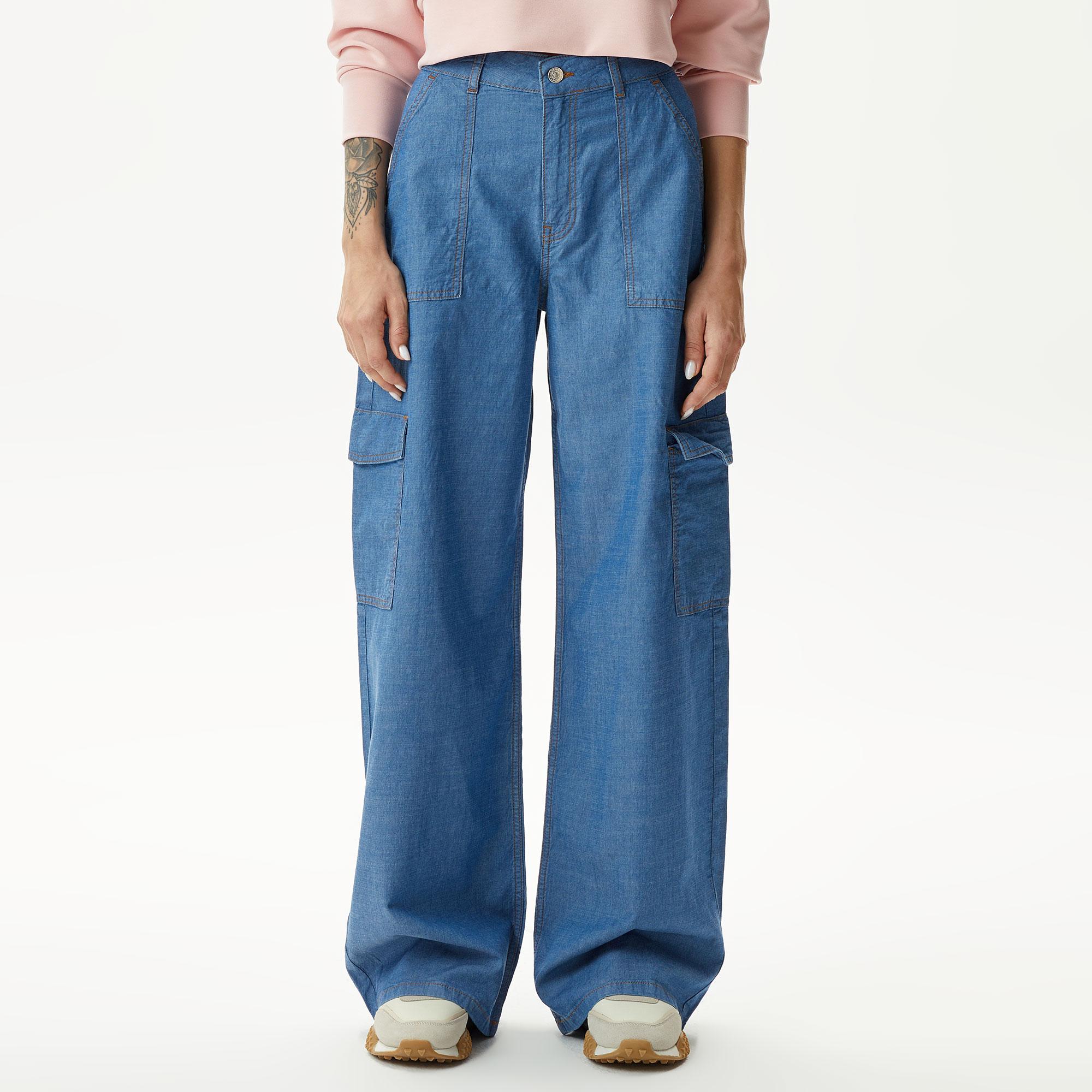 Kadın Loose Fit Mavi Jean Pantolon