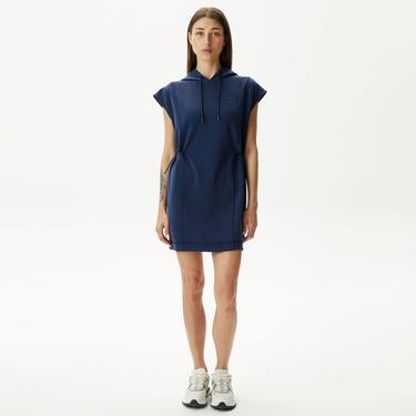  Kadın Straight Fit Kapüşonlu Lacivert Elbise