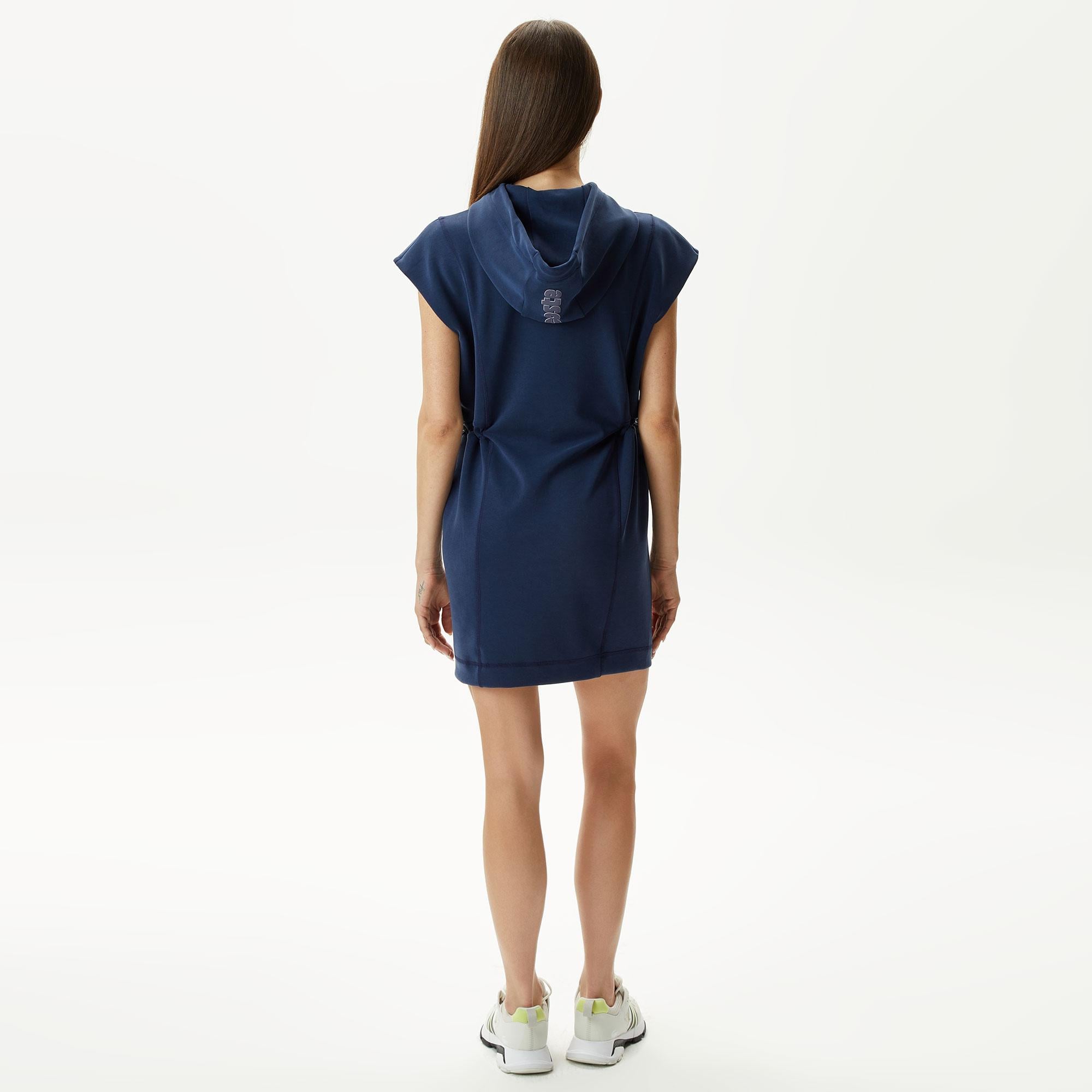 Kadın Straight Fit Kapüşonlu Lacivert Elbise