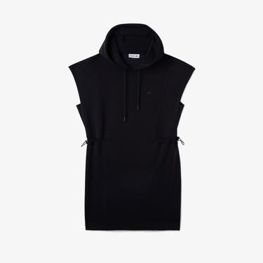  Kadın Straight Fit Kapüşonlu Siyah Elbise