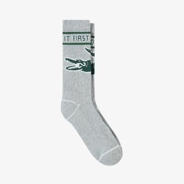  Unisex Baskılı Gri Çorap