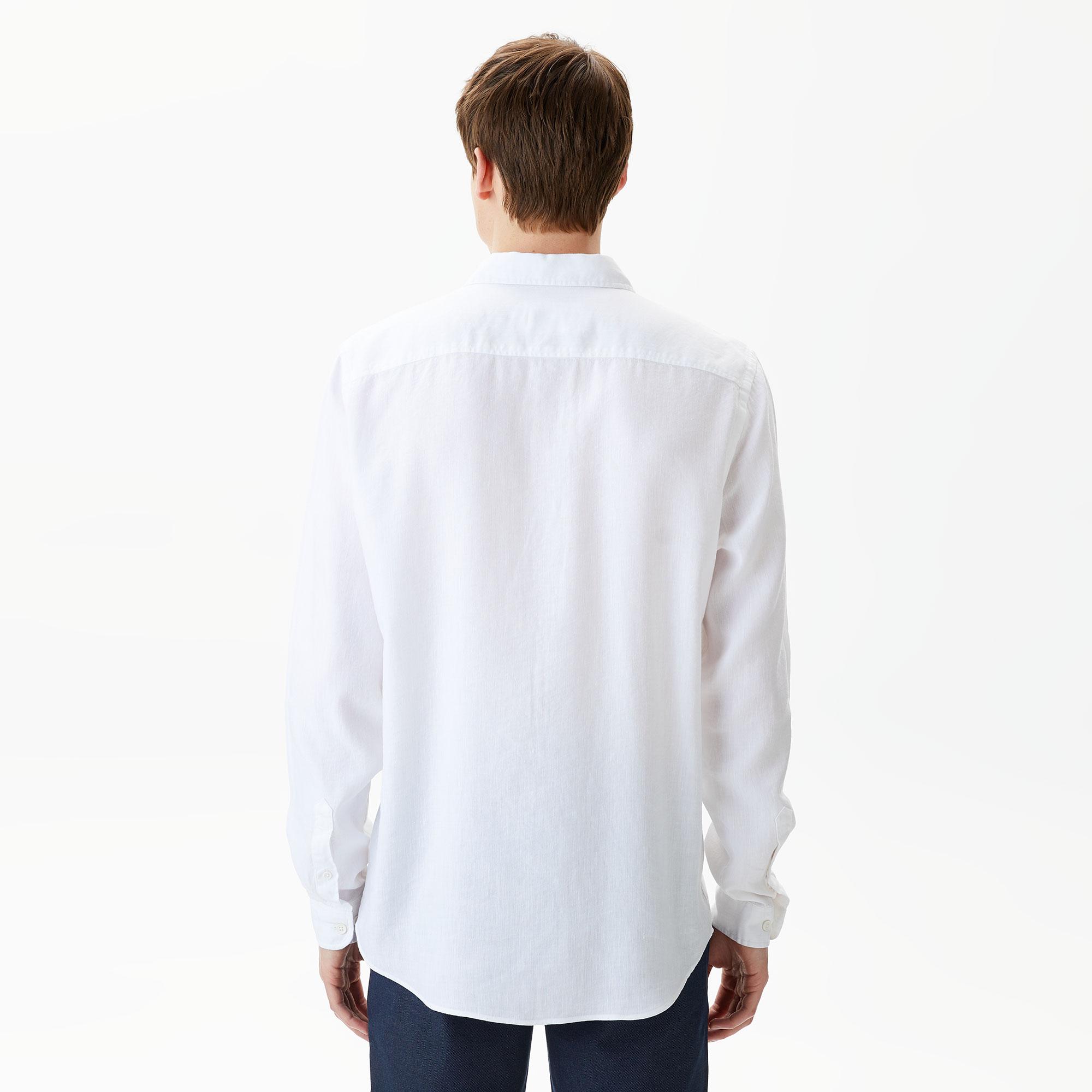 Lacoste Erkek Regular Fit Keten Beyaz Gömlek