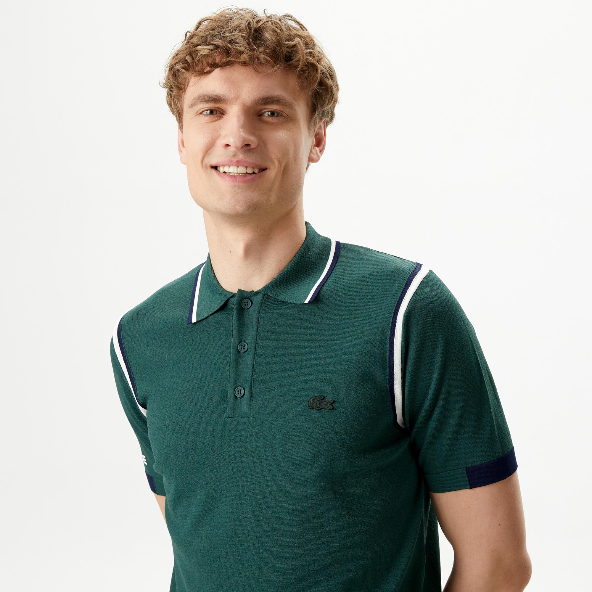 Erkek Regular Fit Polo Yaka Yeşil Triko