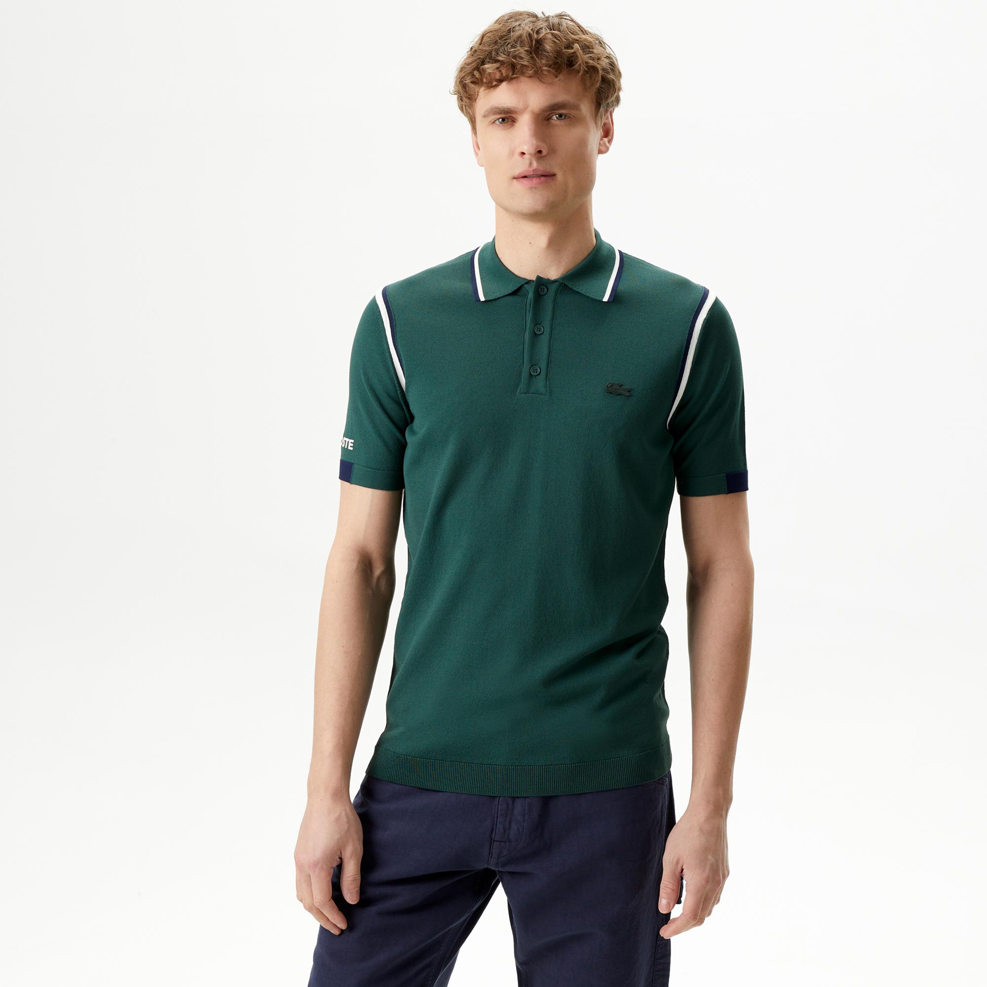 Erkek Regular Fit Polo Yaka Yeşil Triko