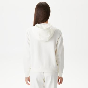  Kadın Regular Fit Kapüşonlu Beyaz Sweatshirt