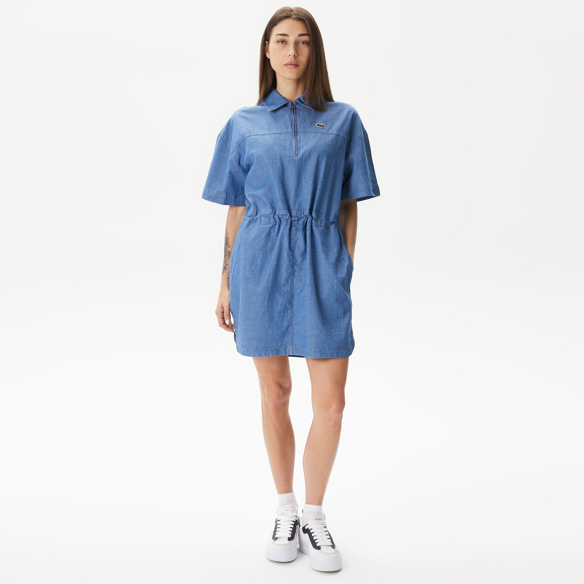  Kadın Straight Fit Denim Mavi Elbise