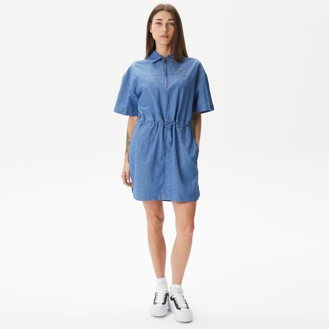  Kadın Straight Fit Denim Mavi Elbise