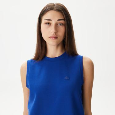  Kadın Straight Fit Kolsuz Baskılı Mavi Elbise