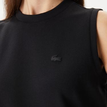  Kadın Straight Fit Kolsuz Baskılı Siyah Elbise