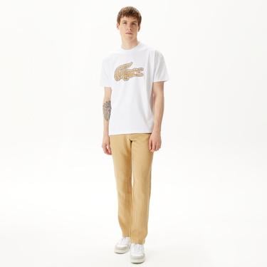  Erkek Relaxed Fit Bisiklet Yaka Baskılı Beyaz T-Shirt