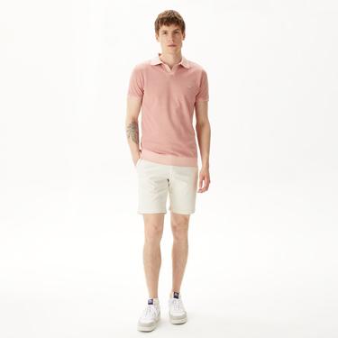  Erkek Slim Fit Krem Bermuda