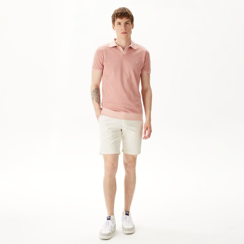  Erkek Slim Fit Krem Bermuda