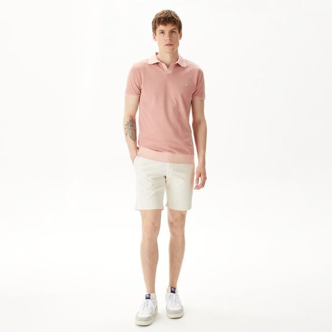  Erkek Slim Fit Krem Bermuda