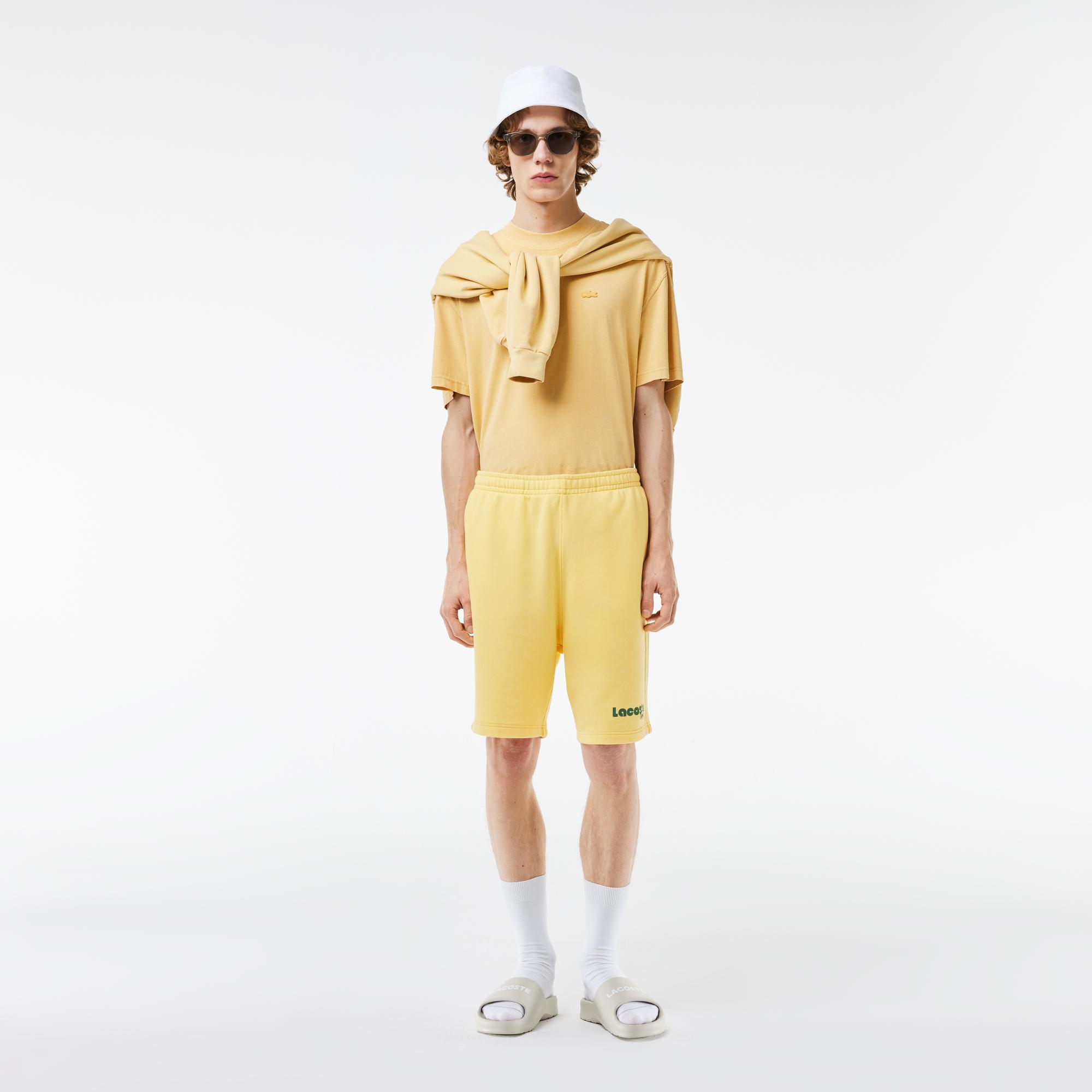 Erkek Regular Fit Baskılı Sarı Şort