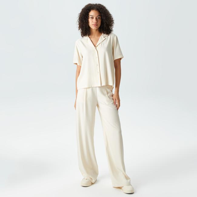  Kadın Relaxed Fit Beyaz Pantolon