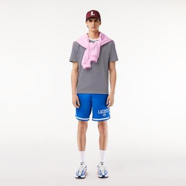  Lacoste Erkek Classic Fit Bisiklet Yaka Çizgili Beyaz T-Shirt