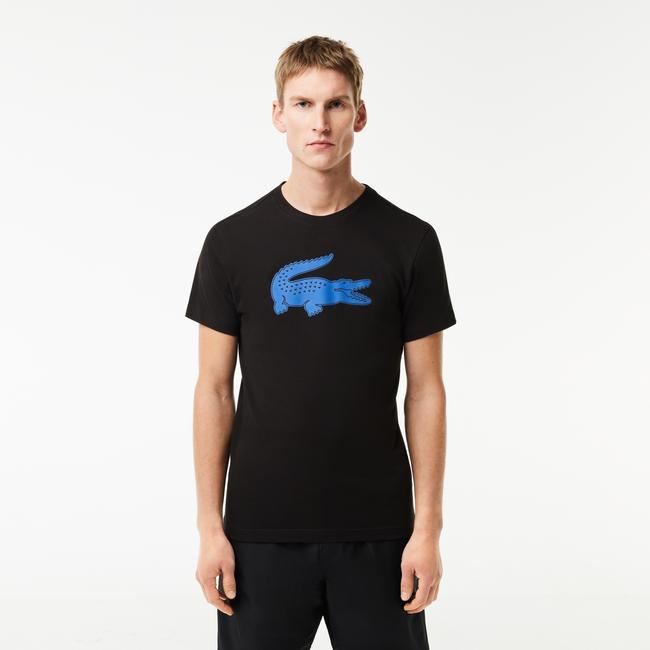  Erkek Regular Fit Bisiklet Yaka Baskılı Siyah T-Shirt